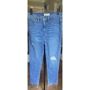 Madewell The Perfect Vintage Jean Women's 26 Distressed Raw Hem High Rise Blue